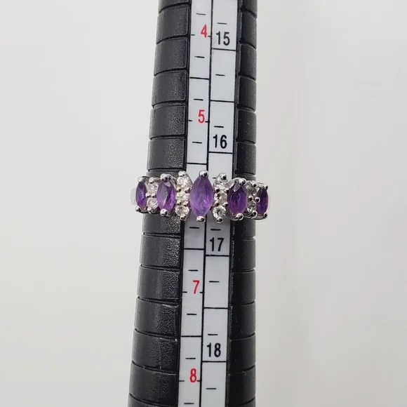 Marquise Genuine Amethyst 925 Sterling Silver Ring